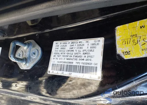 2006 Honda Accord 2.4 Ex z USA, uszkodzony, nr VIN 1HGCM72686A008699